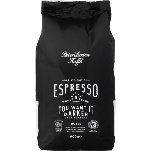 Peter Larsen Baristo Espresso Dark Roast 900 gr. (hele bønner)