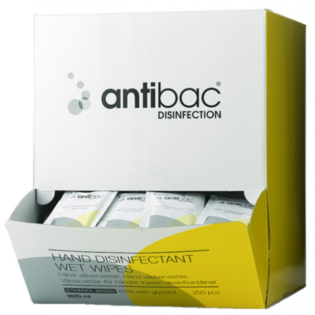 Antibac Hånddesinfektions Servietter Enkelt Pakkede 250 stk.