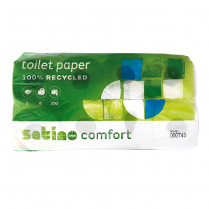 Toiletpapir Satino Comfort 2-lag 27,50 m hvid genbrug 8 rl.