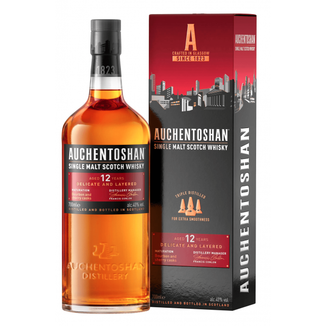 Auchentoshan 12 års Lowland Single Malt Scotch Whisky 40% 70 cl. (Gaveæske)